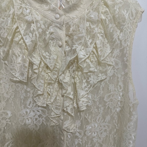 Adiva Cream Lace Blouse with Button Detail - Picture 4 of 4